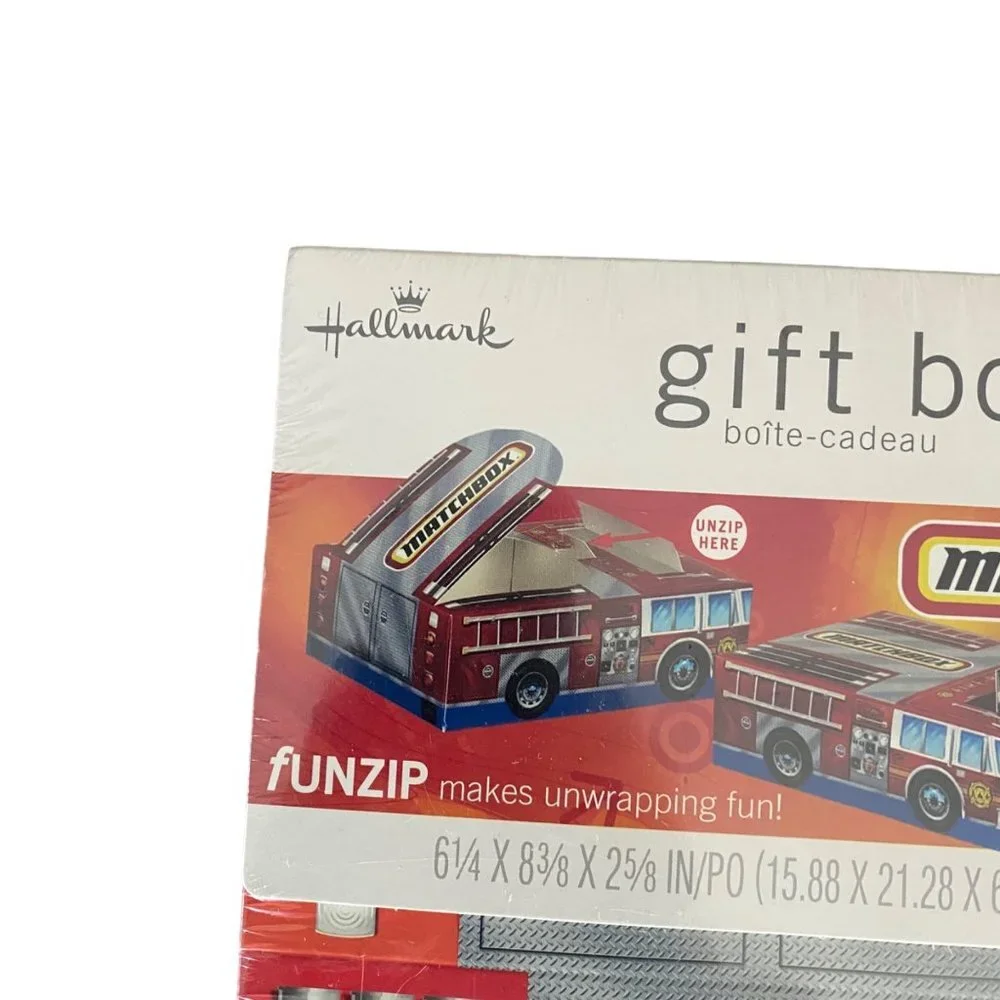 Hallmark Matchbox‎ Fire Ladder Truck Car 3D Gift Box 6 1/4
